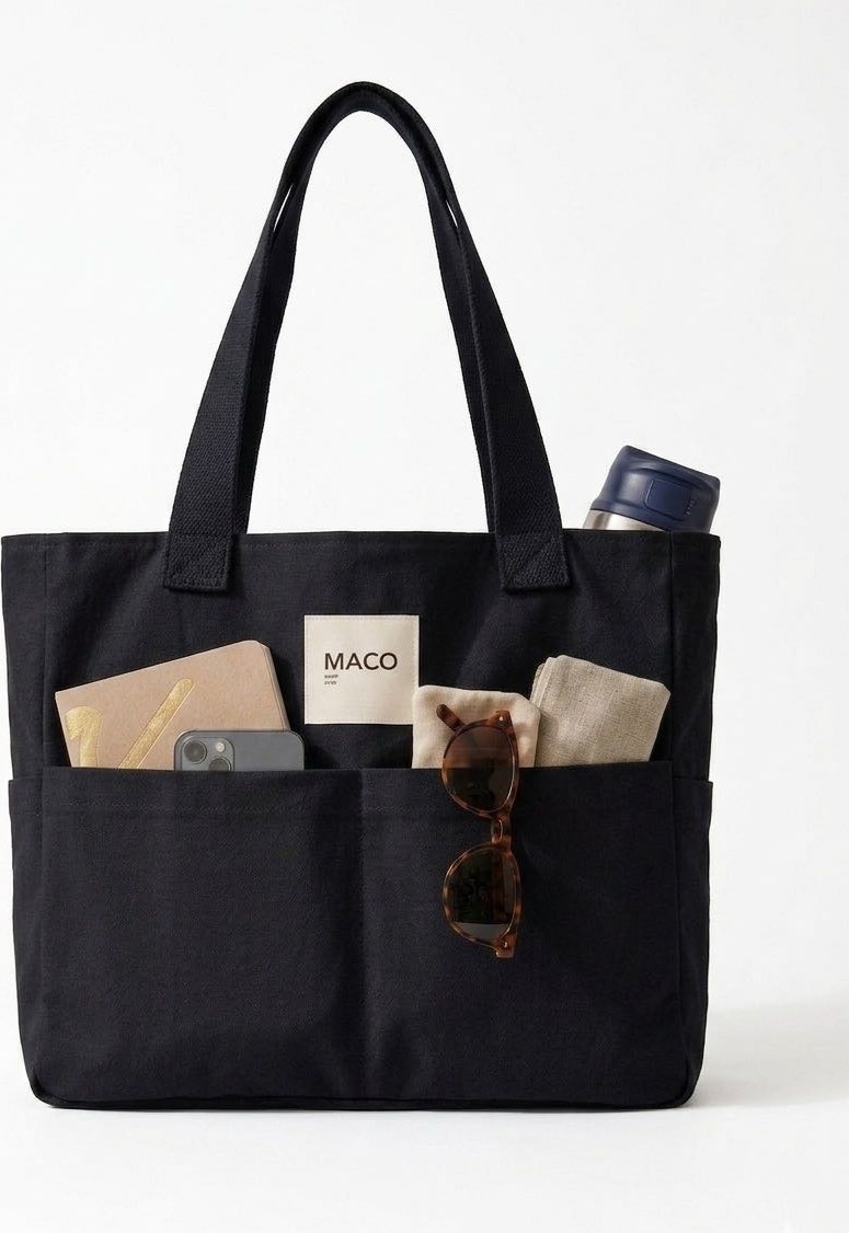 Maco Collection Kalın Gabardin Tote Bag Uzun Askılı Çok Cepli Geniş Omuz Çanta görsel 3