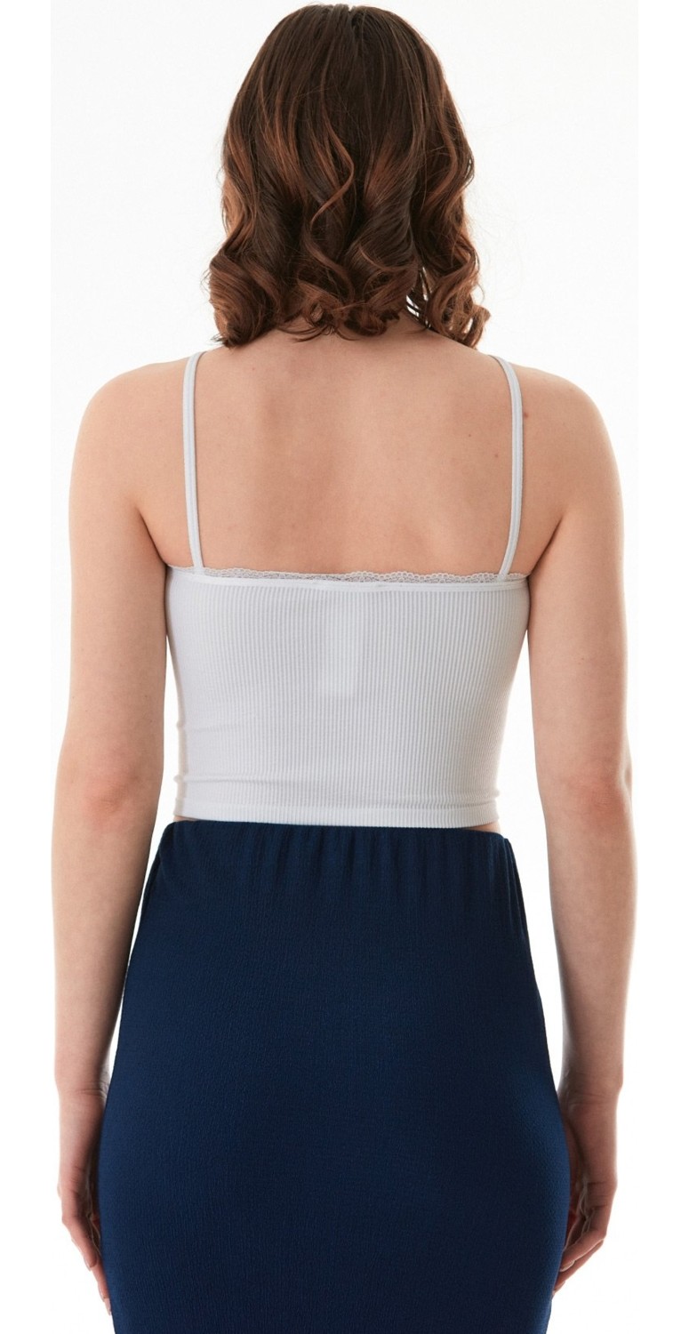 FullaModa Fitilli Çapraz Askılı Crop Body görsel 4