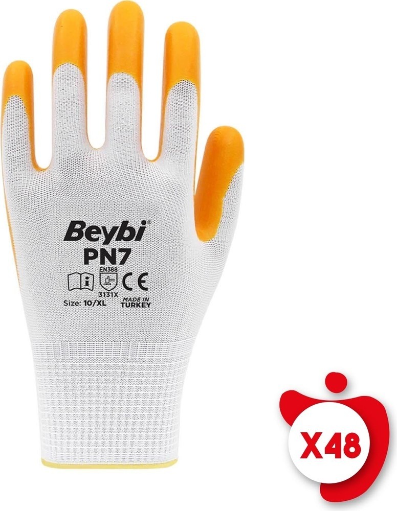 TeknoKapsül 10 Beden Sarı Polyester Örme Nitril Eldiven 48 Adet görsel 2