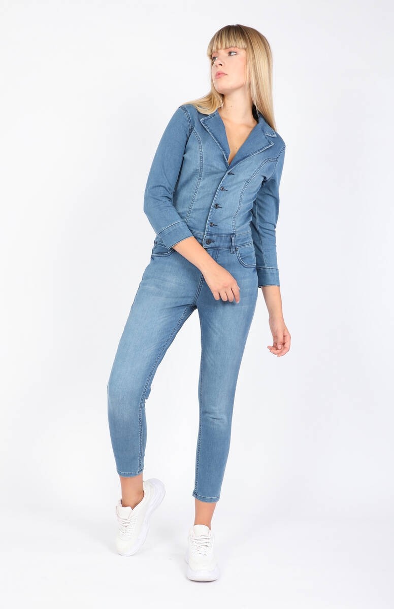 Banny Jeans Kadın Mavi Jean Tulum Pantolon görsel 6