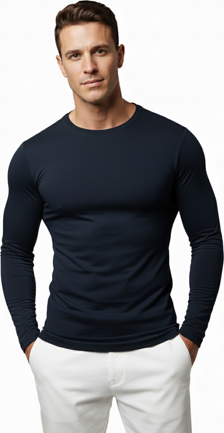 Deepsea Haki Dar Kalıp Likralı %90 Pamuk Erkek Sweatshirt, Vücuda Oturan İnce Penye Sweat 2300423