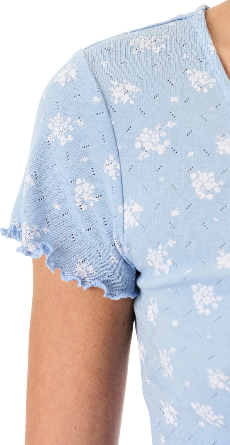 Penti Mavi Coralie Pointel Çıtır Çiçek Desenli Kısa Kollu Şort Pijama Takımı görsel 3