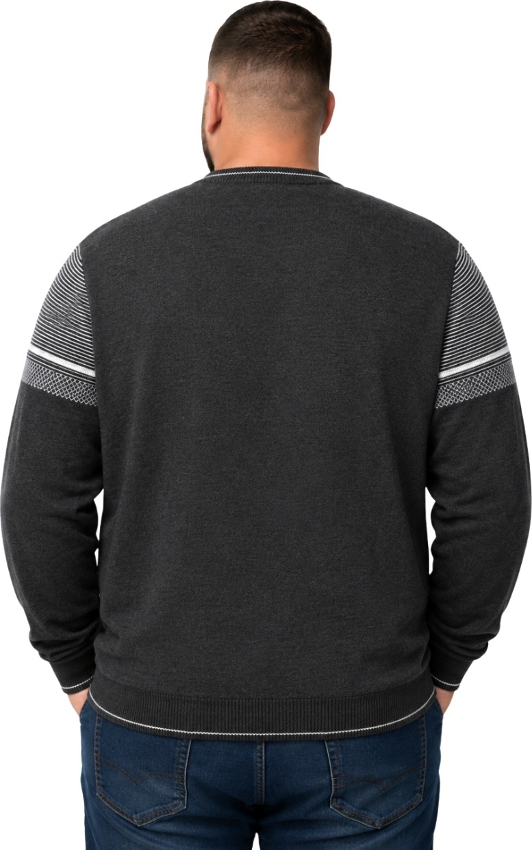 Battal Moda Erkek Büyük Beden Antrasit Bisiklet Yaka Ufuk Triko Kazak 5xl-6xl-7xl-8xl görsel 3