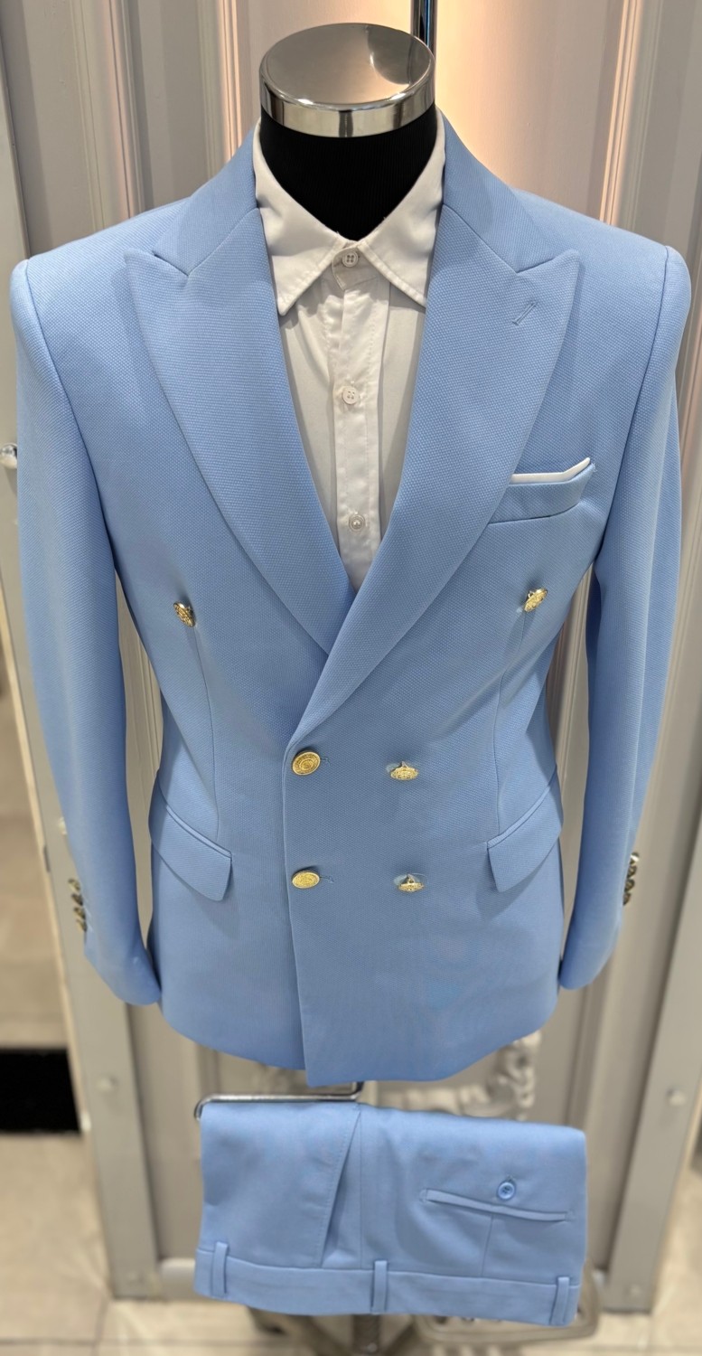 Sabri Zengin Erkek Kruvaze Slim Fit Takım Elbise