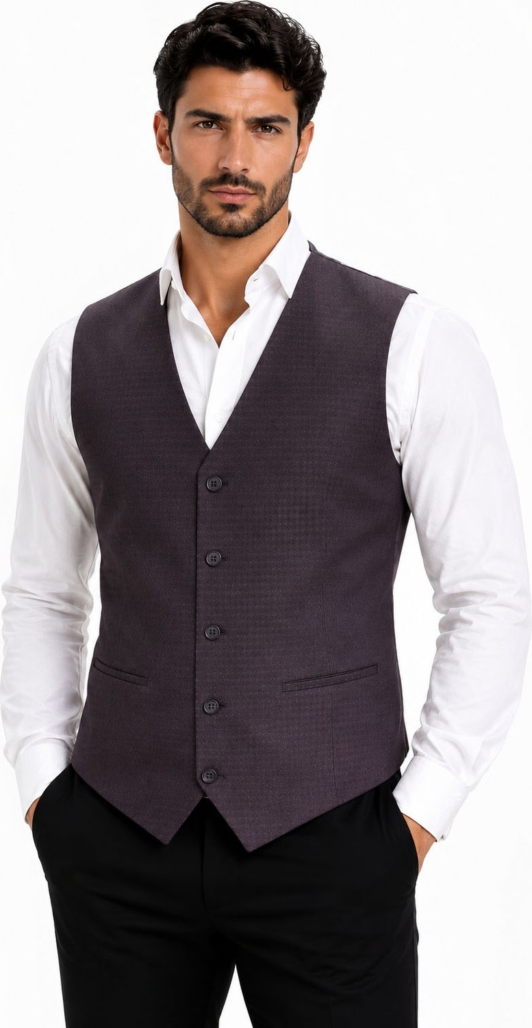 Mentor Regalo Erkek Yelek V Yaka Bordo Desenli 50301