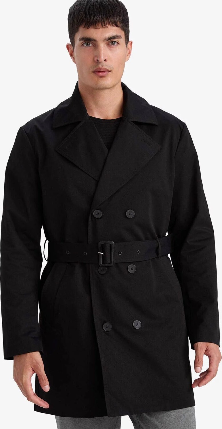 DeFacto Slim Fit Astarlı Düğmeli Cepli Kemerli Mevsimlik Trençkot D5528AX26SP görsel 4