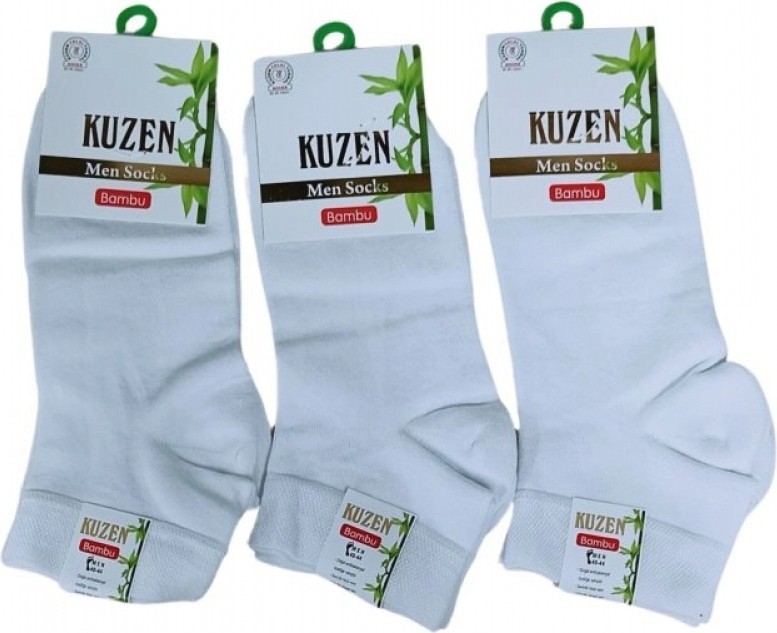Pileli Store Kuzen Dikişsiz Yarım Konç Beyaz Bambu Erkek Çorap 6 Adet