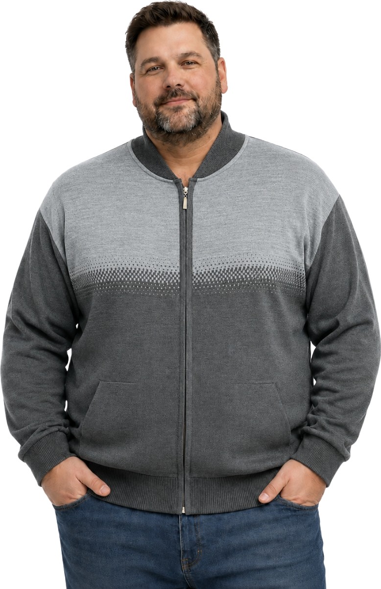 Battal Moda Erkek Büyük Beden Indigo Pixel Cepli Triko Hırka 5xl-6xl-7xl-8xl