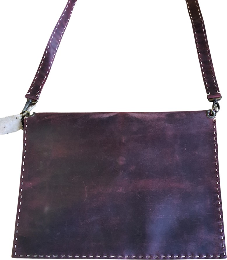 Semiramis Unisex Helios Model Deri El Yapımı Vintage Bordo 13'' Macbook Çantası görsel 4