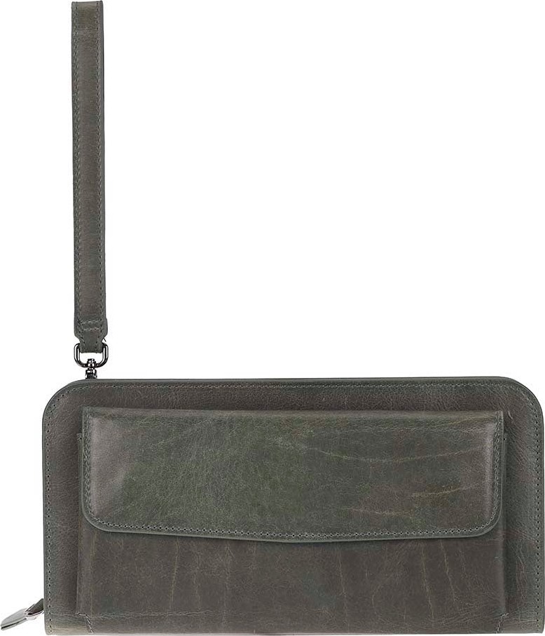 BloominBag Faron Forest Green Telefon Bölmeli Hakiki Deri Unisex Clutch Çanta görsel 4