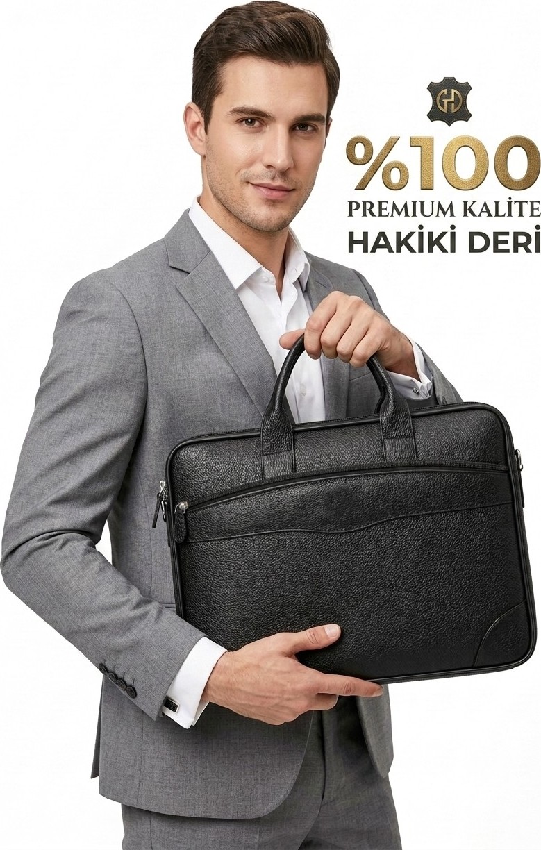 Başkent Çanta Evrak Çantası Hakiki Deri 15.6" Inç Laptop Çanta / Tablet A4 Dosya Uyumlu Premium %100 Orjinal Deri 8683255014170