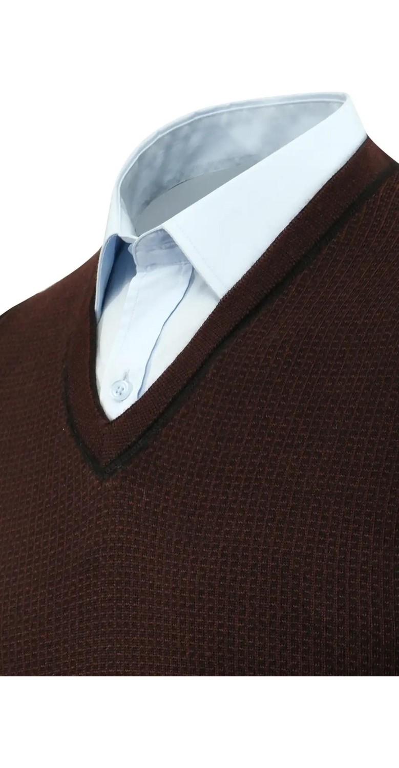 Çizgi Triko Erkek V Yaka Süveter Çelik Örgü Regular Kalıp 5208H BGL-ST04960 görsel 8