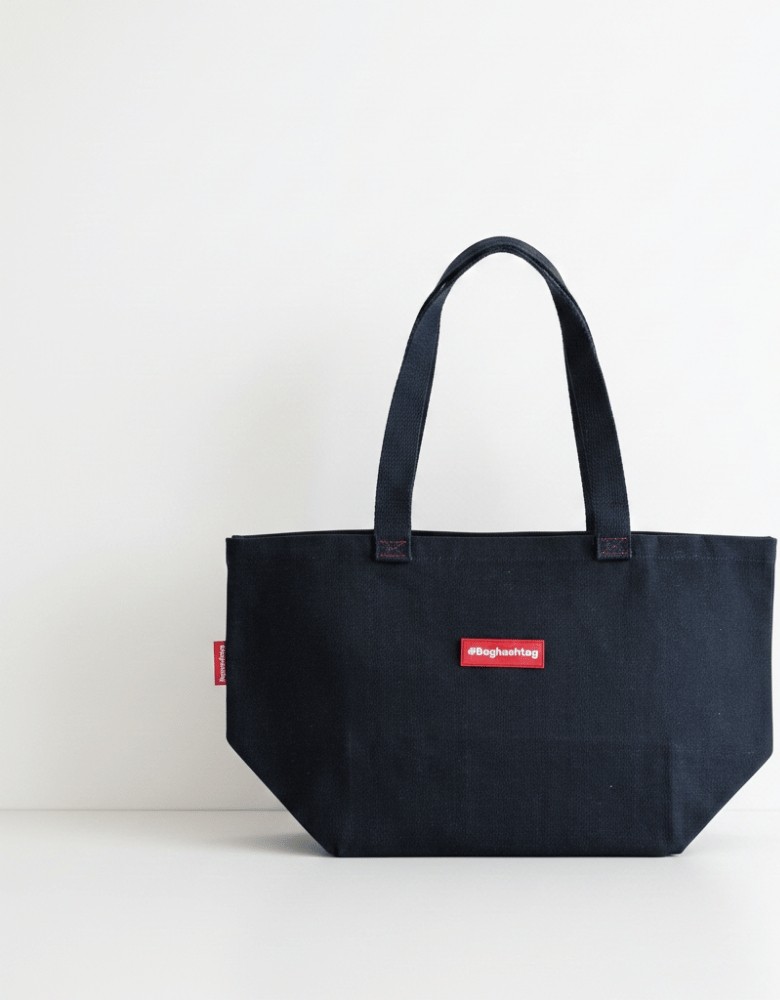 Baghashtag Siyah Gabardin Tote Çanta görsel 6