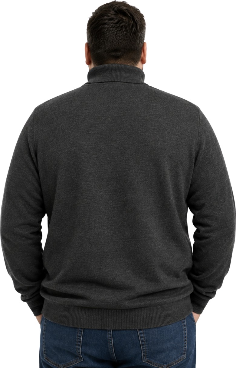 Battal Moda Erkek Büyük Beden Antrasit Tam Balıkçı Triko Kazak 3xl-4xl-5xl-6xl görsel 3