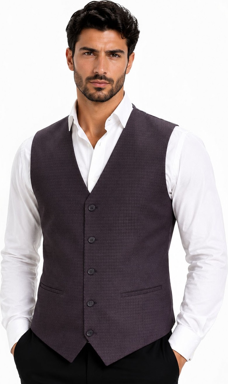 Mentor Regalo Erkek Yelek V Yaka Bordo Desenli 50301 görsel 2
