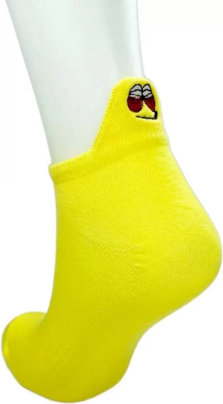 Hace Bazaar 6 Çift Emoji Desen Nakış Baskılı Kadın Pamuklu Bilek Çorap görsel 5