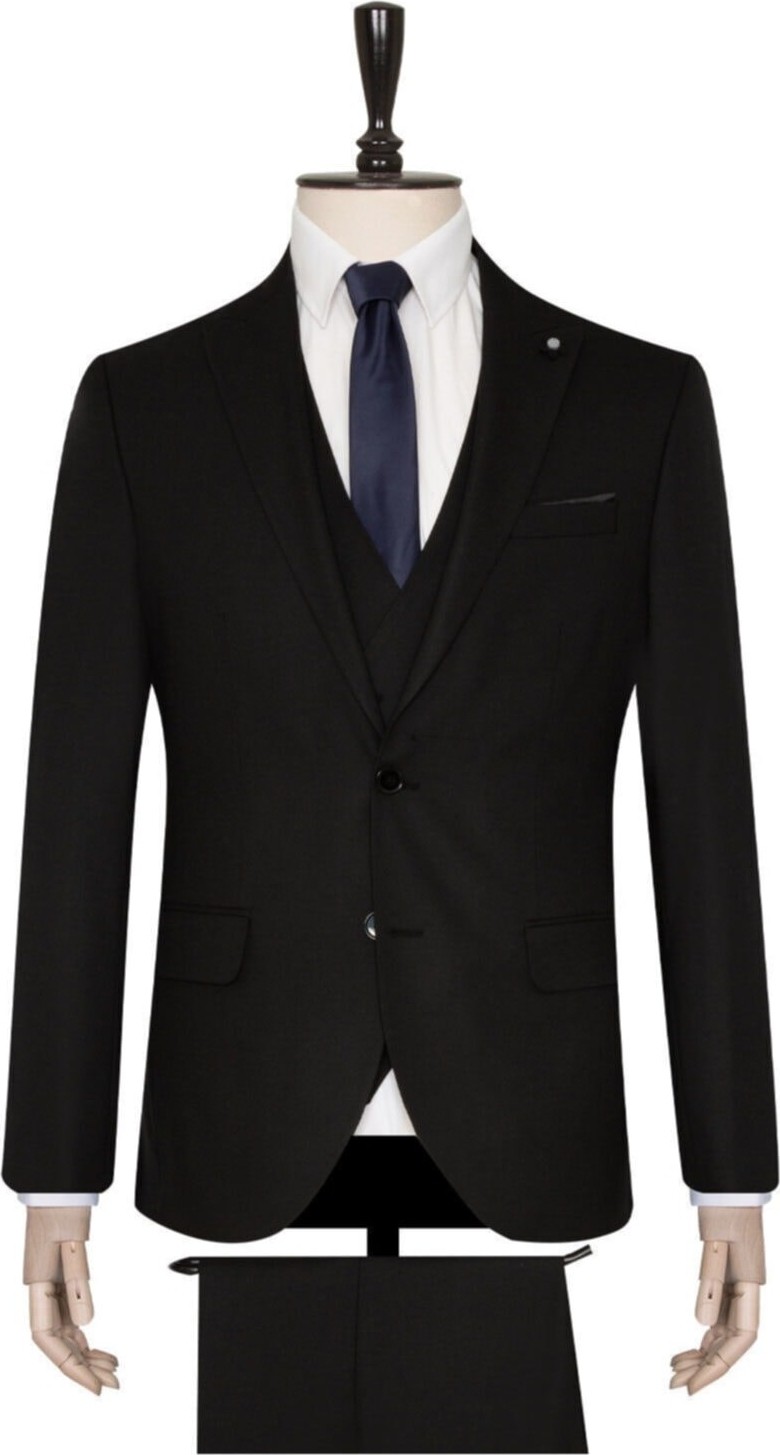 Süvari Slim Fit Siyah Yelekli Takım Elbise Erkekler İçin Şık ve Modern Tasarım görsel 2