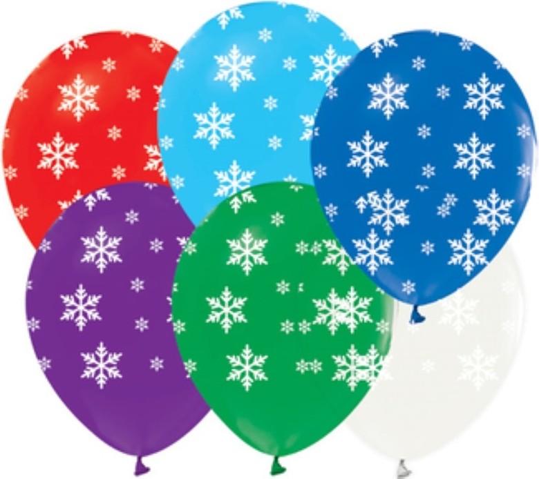 Feyza Design Baskılı Kar Tanesi Pastel Balon 10 Adet - Çok Renkli Şişirilebilir Balonlar