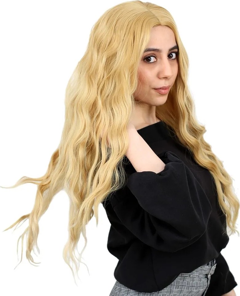 Uravas Store Fiber Sen Uzun Su Daası Peruk / Sarı görsel 3