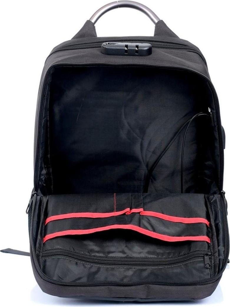 Ççs 51309 Kilitli Laptop Korumalı Usb Sırt Çantası Siyah görsel 3
