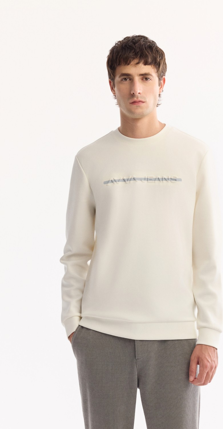 AVVA Erkek Lacivert Bisiklet Yaka Pamuklu Bi-Stretch Baskılı Regular Fit Sweatshirt A52Y1210 görsel 8