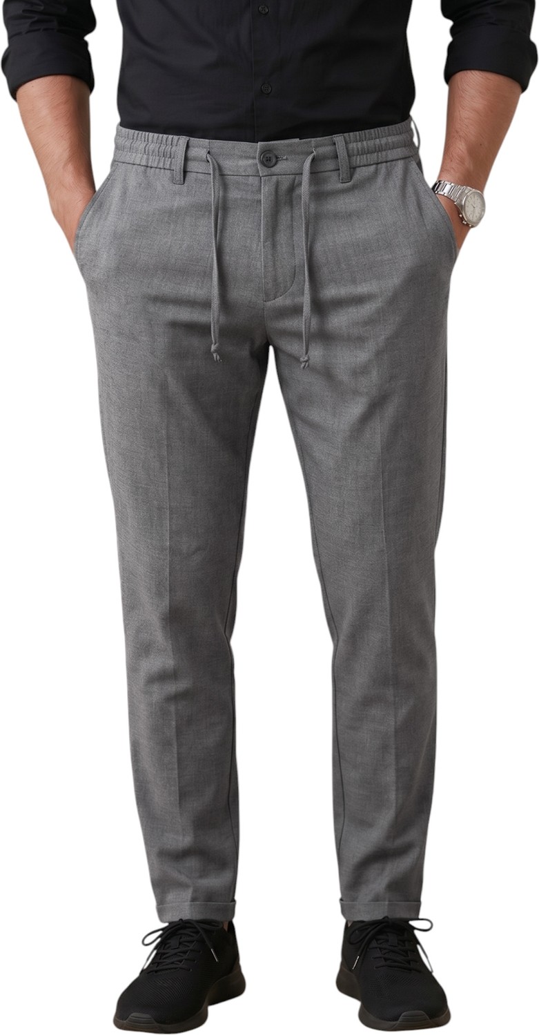 Deepsea Füme Italyan Kesim Slim Fit Likralı Duble Paça Erkek Spor Pantolon 2602050 görsel 4