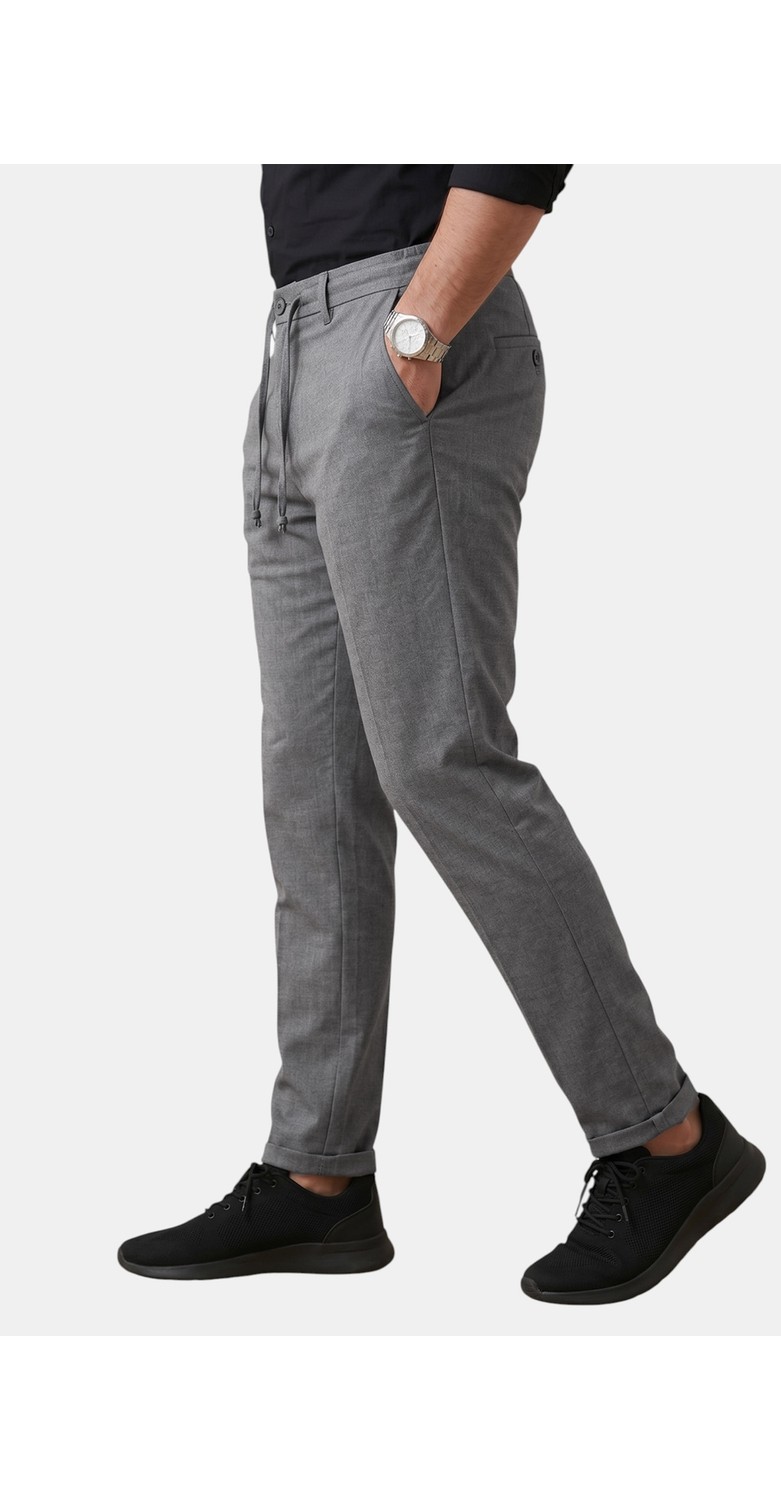 Deepsea Füme Italyan Kesim Slim Fit Likralı Duble Paça Erkek Spor Pantolon 2602050 görsel 5
