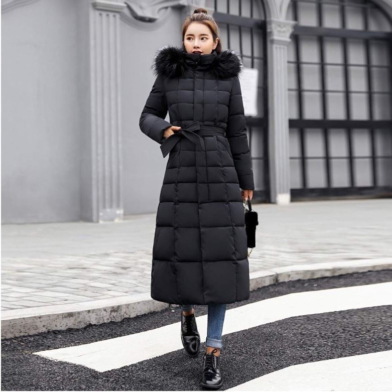 Barbora Kadın Kışlık Tam Boy Kapüşonlu Polyester Şişme Mont Siyah Trend Tasarım