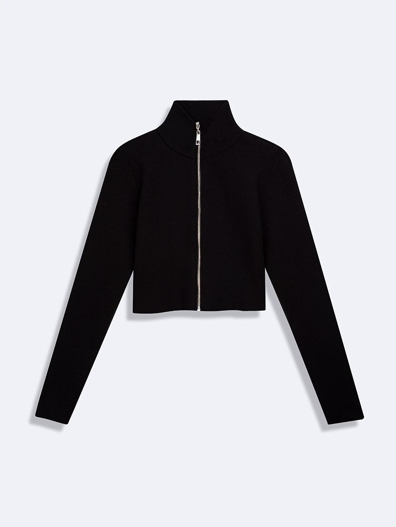 LTB Slim Fit Dik Yaka Crop Siyah Kazak görsel 3