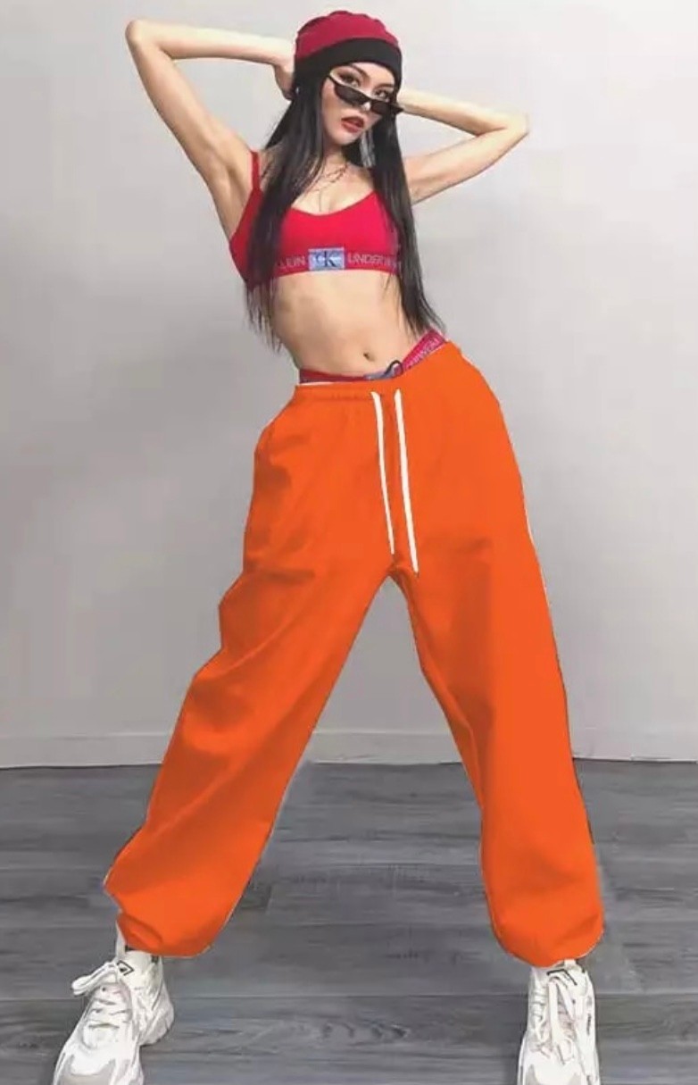 Amor Face Büyük Beden Özel Tasarım Baskısız Düz Renk %100 Pamuk Kışlık Sokak Modası Hip Hop Kadın Eşofman Altı