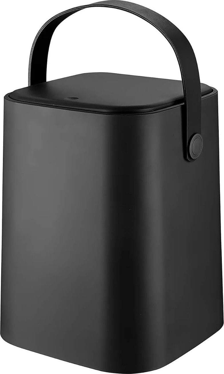 Özkaya Store Tutma Saplı Iç Kovalı Tezgah Üstü Mutfak Çöp Kovası, 4 Litre, Kilitli Kapak, Click Kapak, 20X20X22 Cm, Siyah görsel 5
