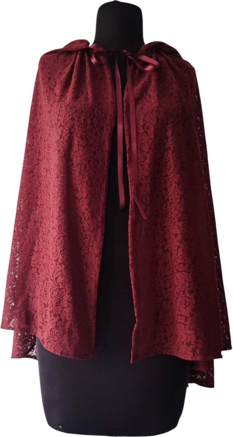 Moda Nur Pelerin, Kapşonlu Pelerin, Siyah Renk , Desenli Tül Gelin Pelerin. 85 cm görsel 5
