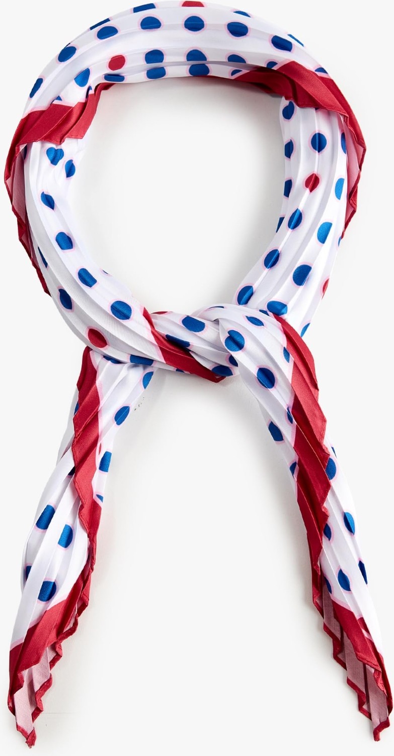 1001 Pileli Puantiyeli Saten Kare Fular Bandana