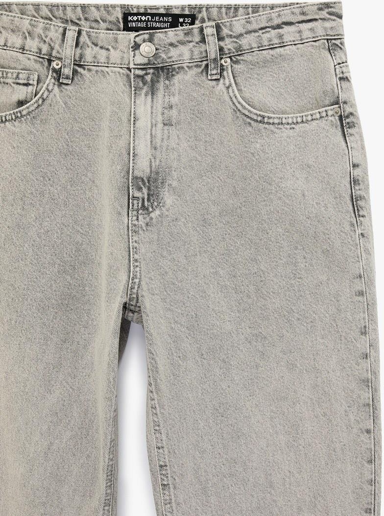 Koton Normal Bel Pamuklu Vintage Straight Fit Jean Pantolon (6s) görsel 3