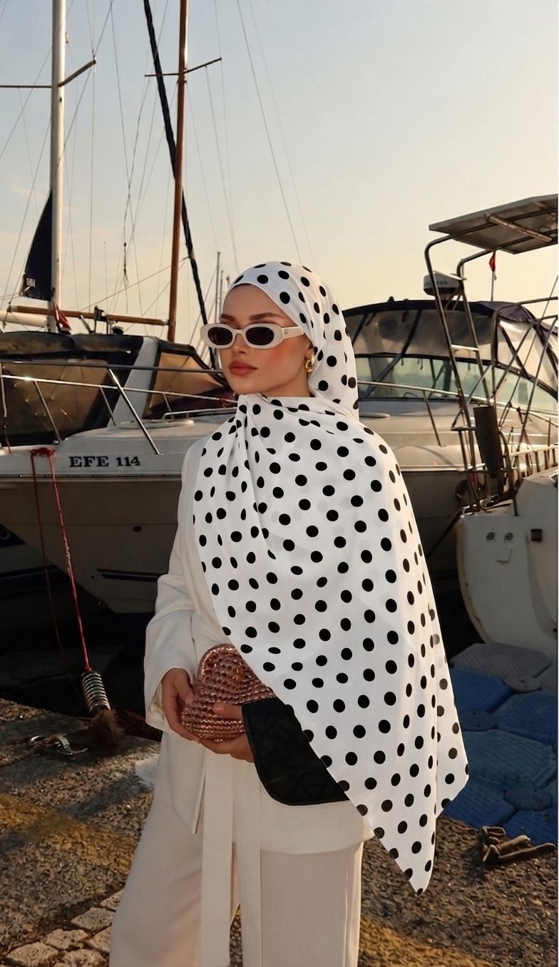 Revam Collection Puantiye Desenli Pamuk Soft Şal