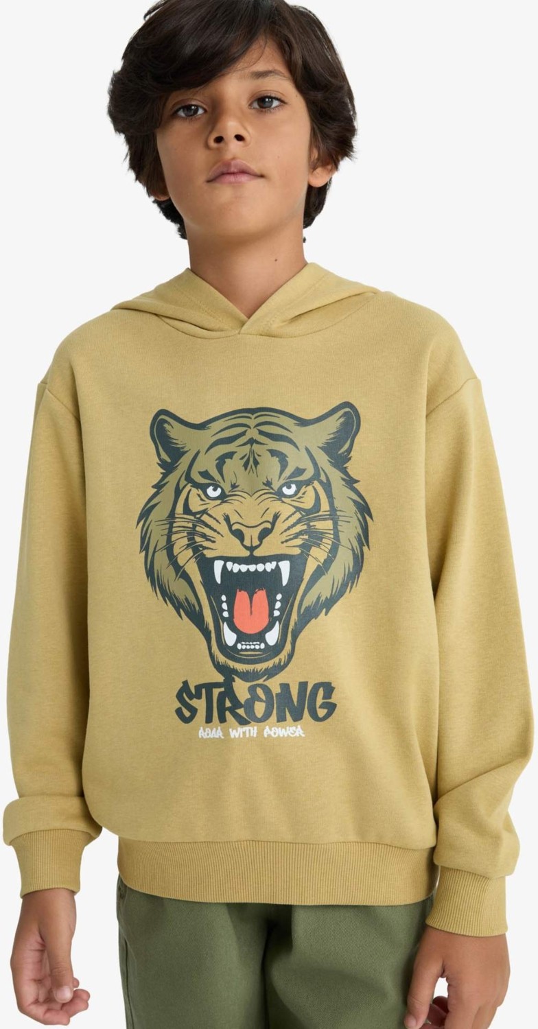 DeFacto Kapüşonlu Baskılı Sweatshirt Erkek Çocuk F2859A825WN görsel 3