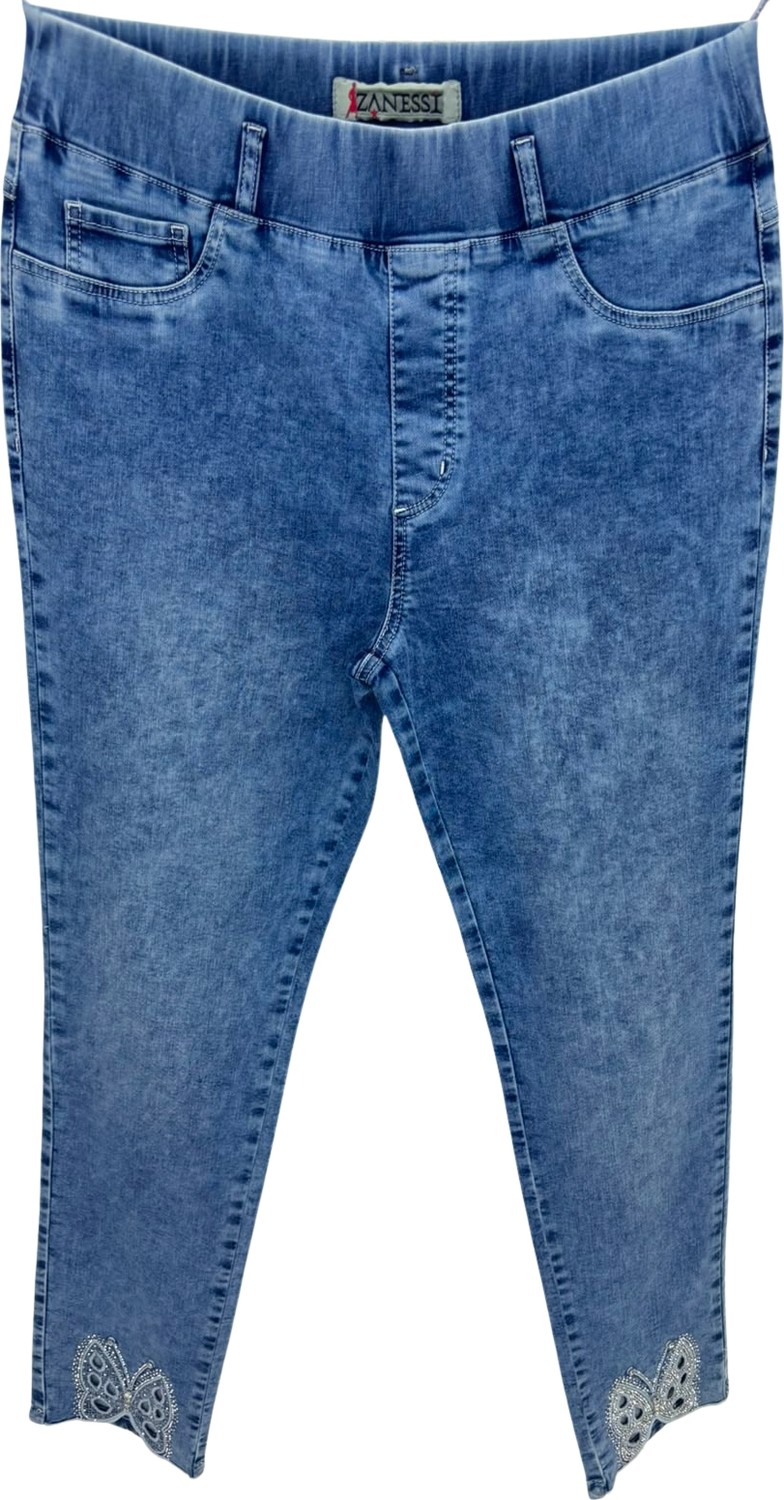Zanessi Büyük Beden Taşlı Denim Kadın Pantolon