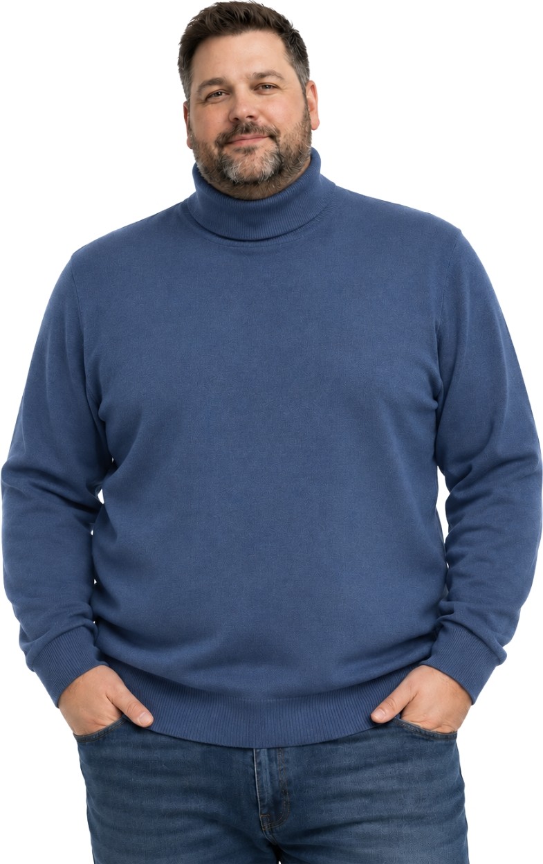 Battal Moda Erkek Büyük Beden Antrasit Tam Balıkçı Triko Kazak 3xl-4xl-5xl-6xl