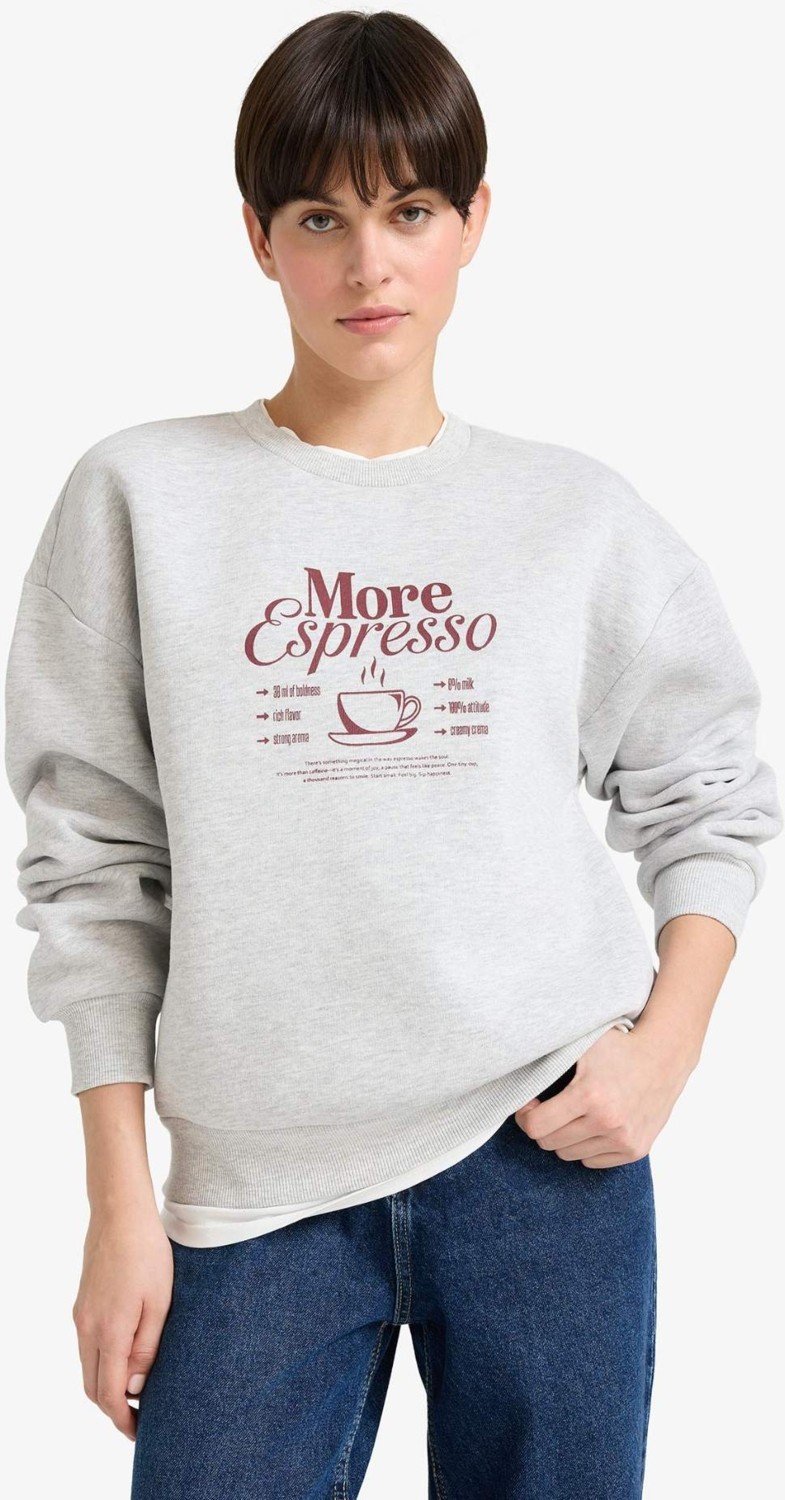 DeFacto Relax Fit Bisiklet Yaka Baskılı Kalın Sweatshirt G2152AX25WN