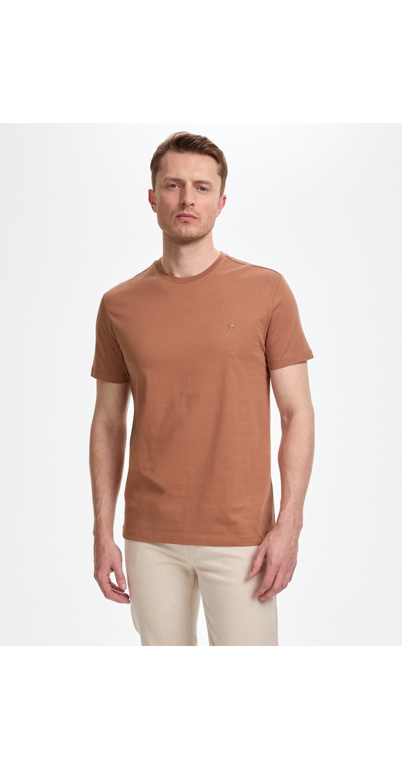 Pierre Cardin Erkek Bordo Slim Fit %100 Pamuk Bisiklet Yaka Basic Tişört 50325307-VR014 görsel 8