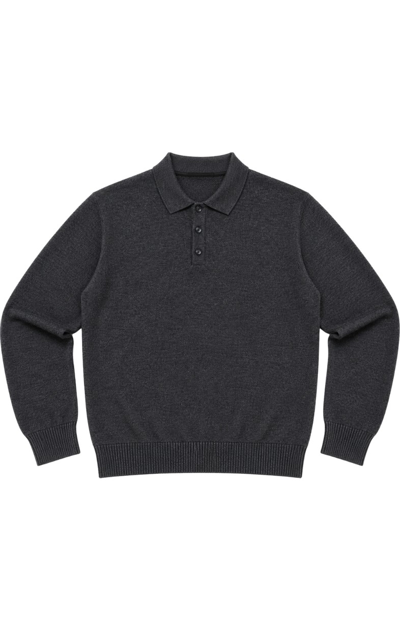 Battal Moda Erkek Büyük Beden Melanj Lacivert Düğmeli Polo Yaka Triko Kazak 3xl-4xl-5xl-6xl görsel 4