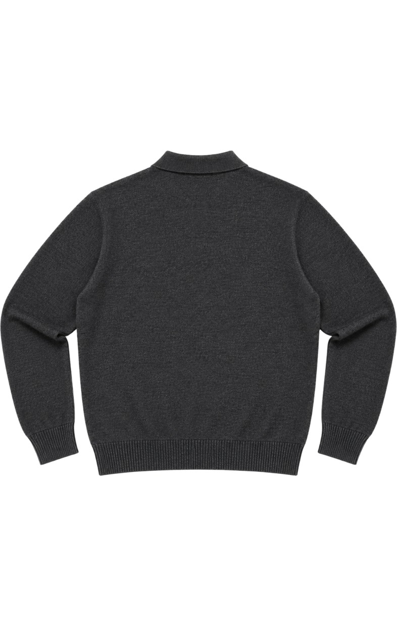 Battal Moda Erkek Büyük Beden Melanj Lacivert Düğmeli Polo Yaka Triko Kazak 3xl-4xl-5xl-6xl görsel 5
