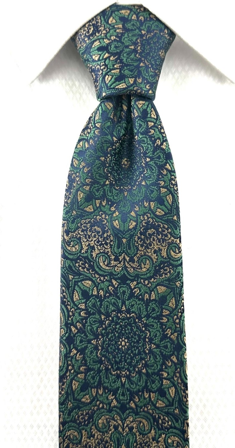 Pierroni Yeşil Vizon Desenli Mendilli Kravat Microfiber Kumaş ile Şık Tasarım görsel 2