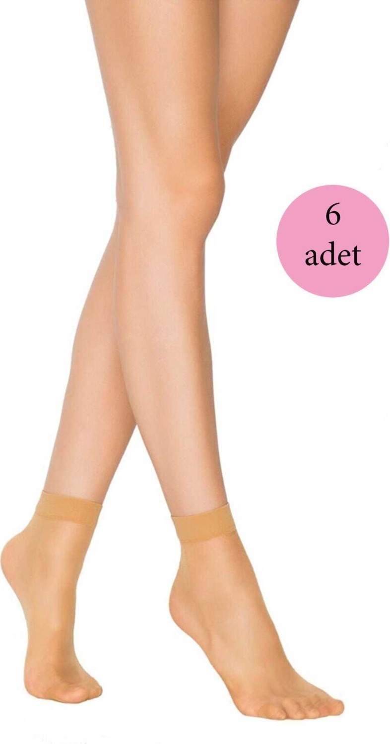 6 Adet Kadın Ten Süper 15 Mat Soket Çorap Ten