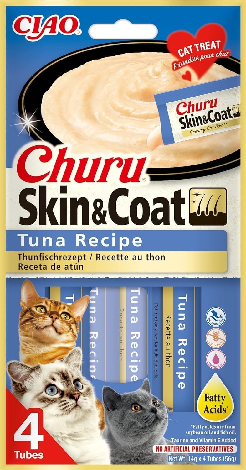 Aesco Inaba Ciao Churu Skin & Coat Deri ve Tüy Sağlığı Için Ton Balıklı Sıvı Kedi Ödül Maması
