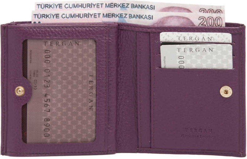 Tergan Mor Hakiki Deri Kadın Cüzdan - S1CB00005627-C48 görsel 7
