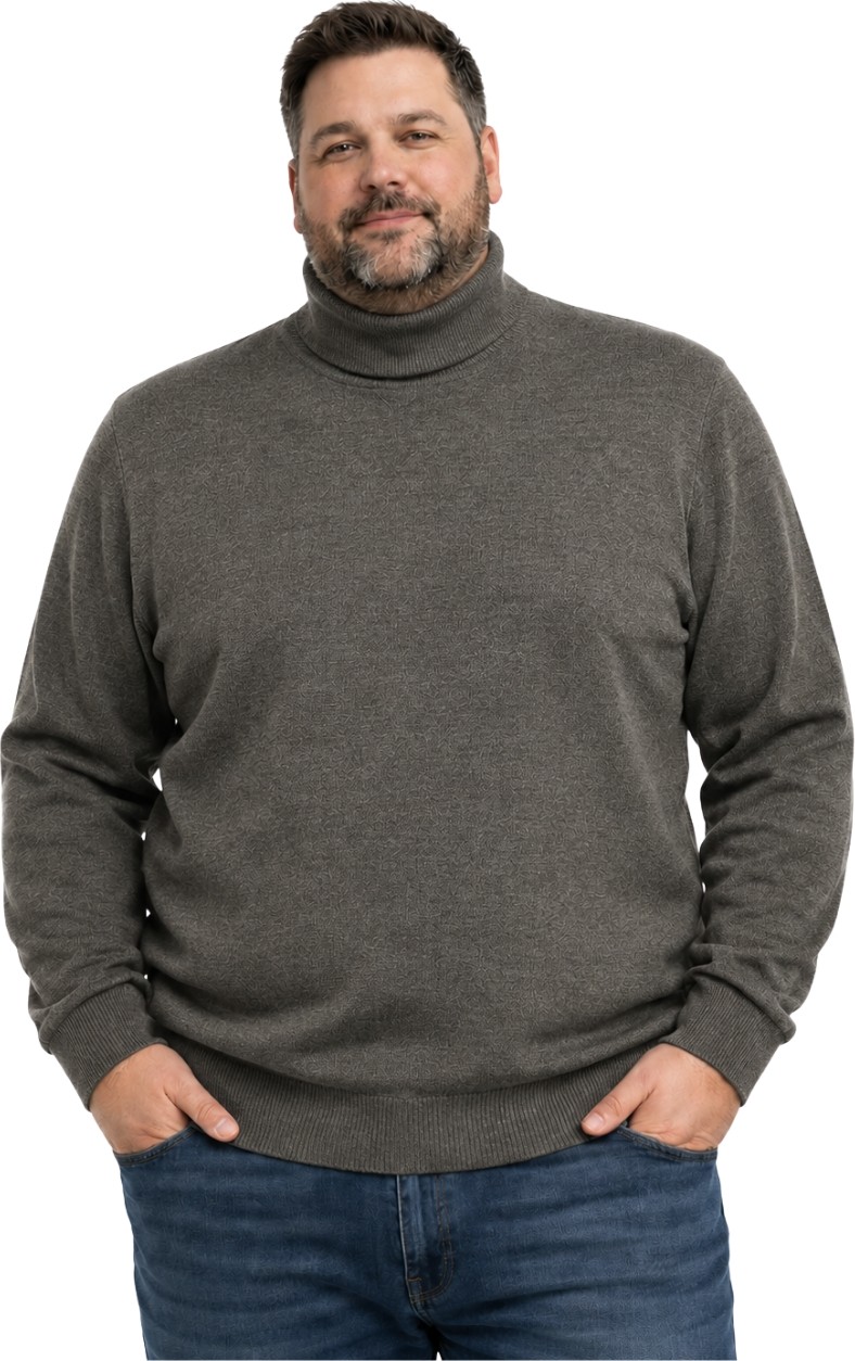 Battal Moda Erkek Büyük Beden Antrasit Tam Balıkçı Triko Kazak 3xl-4xl-5xl-6xl