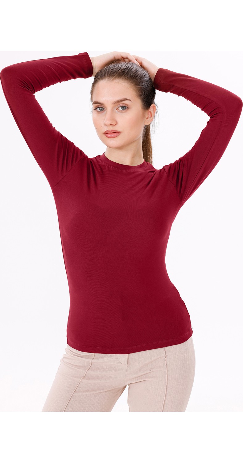 Yade Fashion Kadın Siyah Uzun Kol Body - Bisiklet Yaka görsel 4