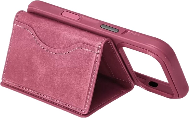 TeknoKapsül Tema Magsafe Deri Kartlık - Pembe görsel 2