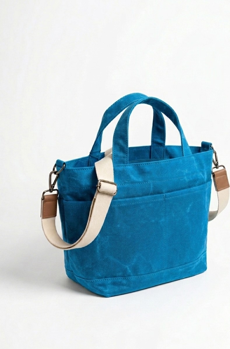 Old Cotton Cargo S Mila Bag Kadın Omuz Çantası Mumlu Kanvas Tote Bag Günlük El Çantası görsel 2